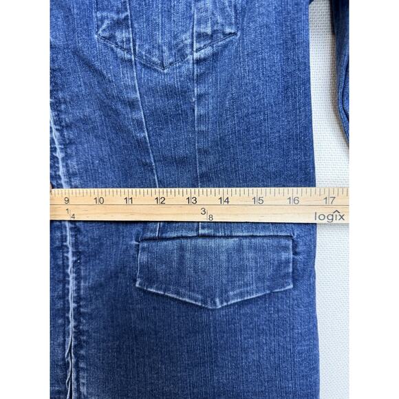 Talbots Women's Stretch Denim Jacket Full Zip Blue Sz 10 Fitted Pockets - Picture 14 of 16